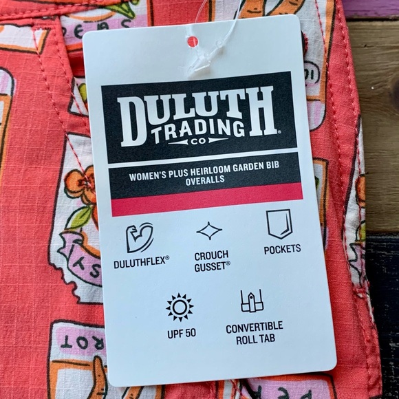 NWT Duluth 3X x31L Heirloom Gardening Bib Overalls Coral Seed Packets Garden - Picture 4 of 9